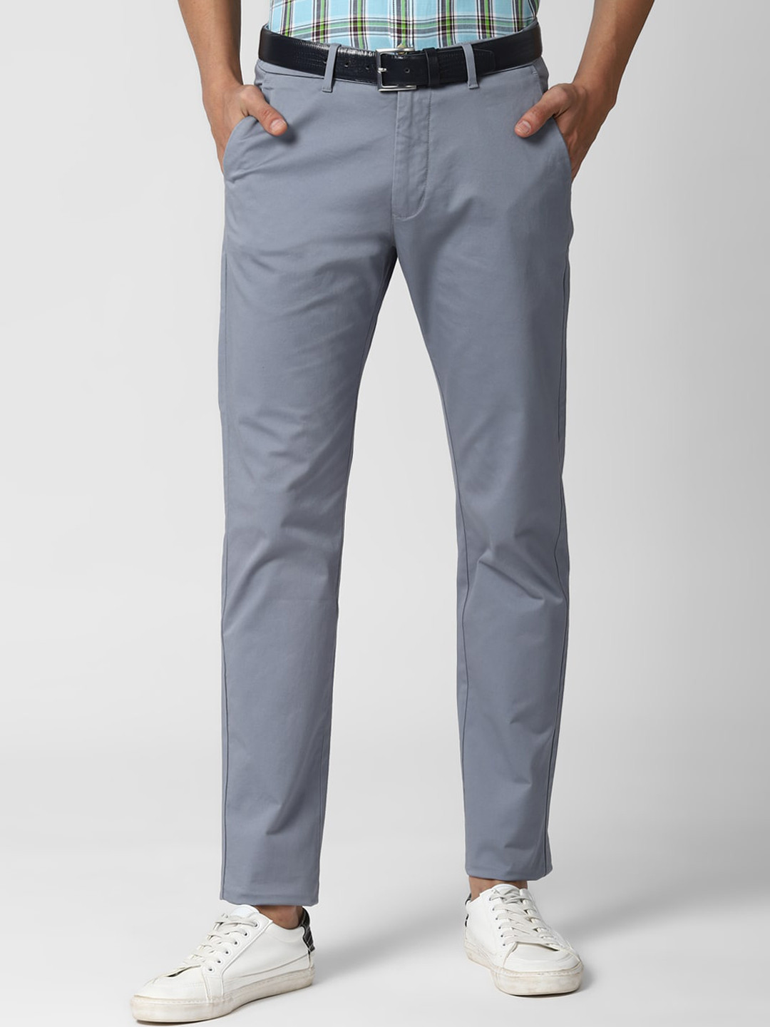 Buy Peter England Casuals Men Grey Slim Fit Trousers Trousers for Men