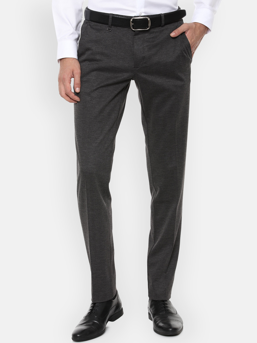 Buy Van Heusen Men Grey Slim Fit Formal Trousers Trousers for Men