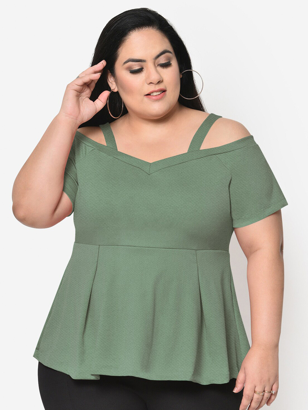 Buy Wild U Green Scuba Peplum Plus Size Top Tops for Women 15605408 Myntra