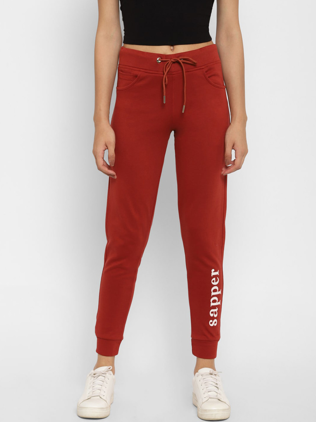 Buy SAPPER Women Red Solid Slim Fit Joggers Track Pants for Women