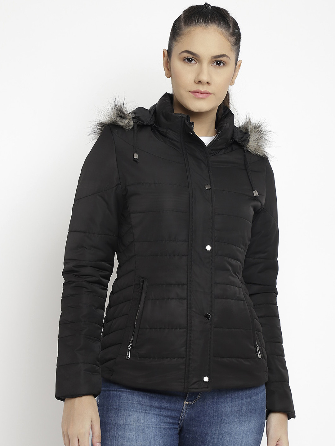 Buy LURE URBAN Women Black Padded Jacket Jackets for Women 15609624