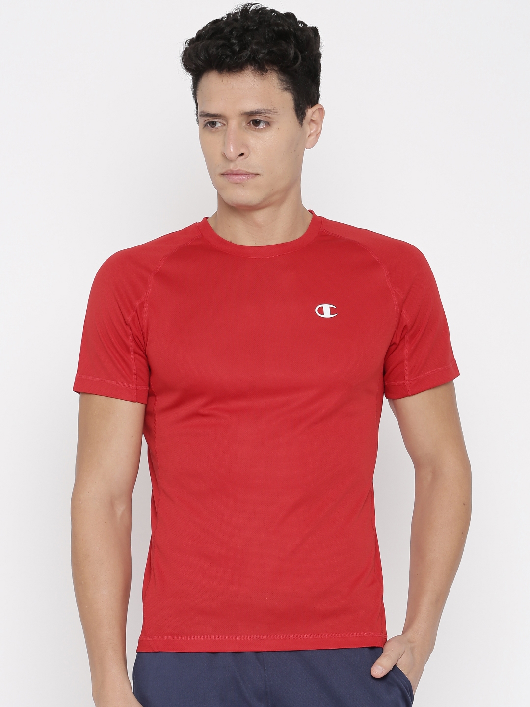 Buy Champion Men Red Solid Round Neck T Shirt - Tshirts for Men 1562221