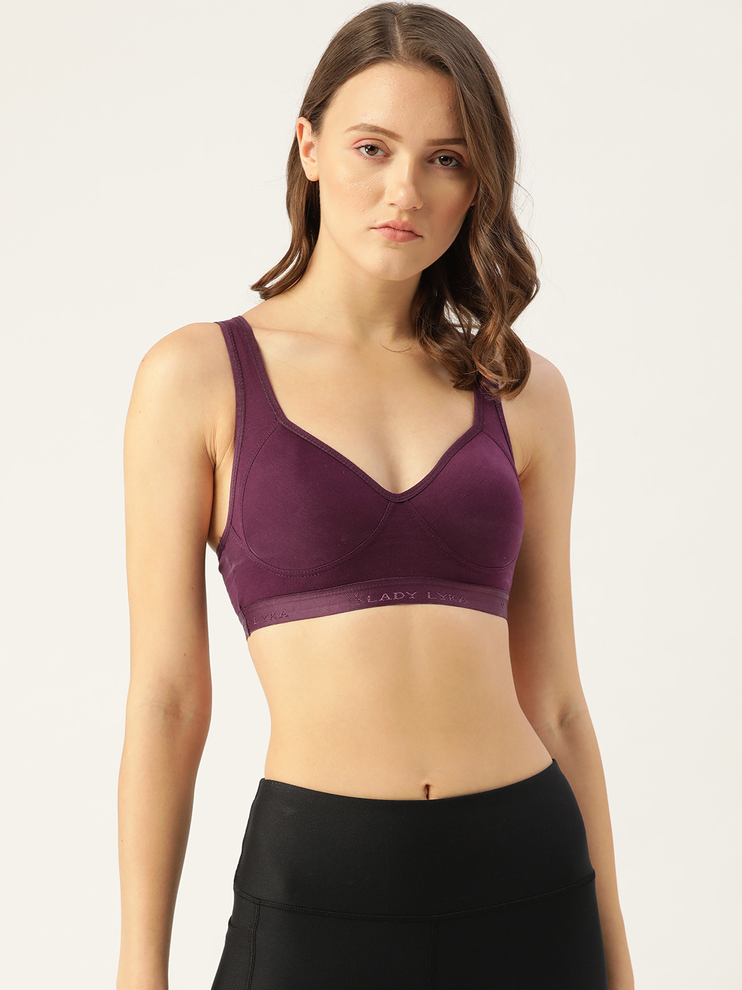 Buy Lady Lyka Purple Workout Bra Lightly Padded Bra for Women