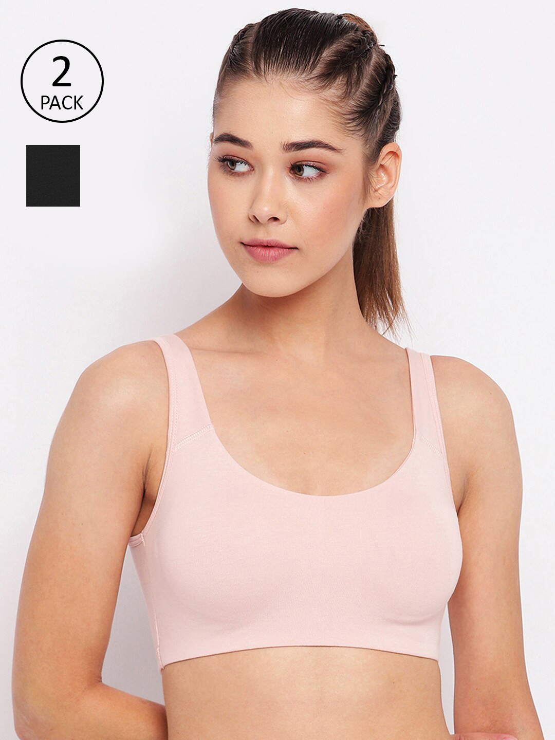 Buy Enamor Pack Of 2 Non Wired Non Padded Full Coverage Low Impact Slip