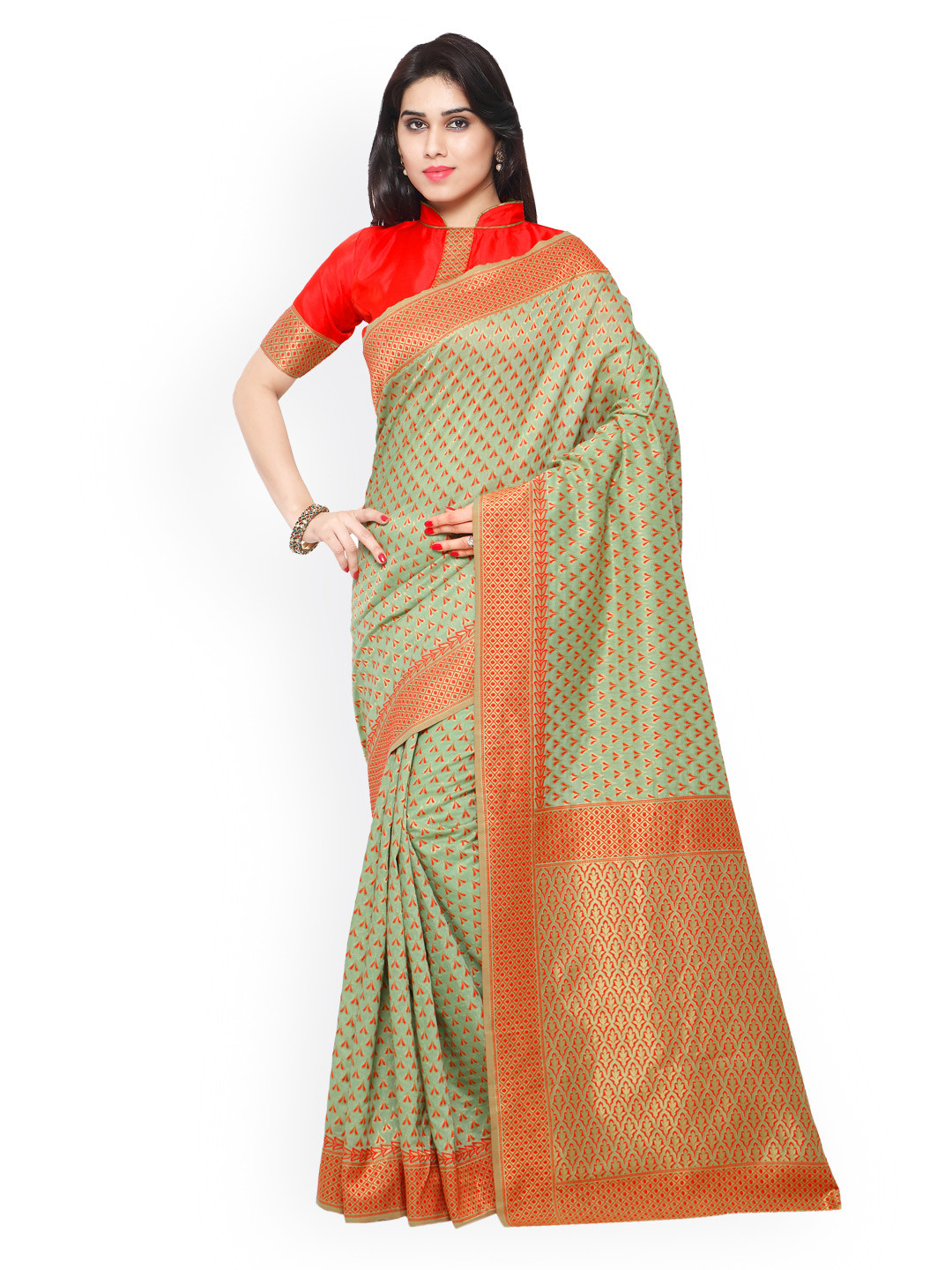 Buy Saree Mall Green Art Silk Traditional Saree Sarees for Women