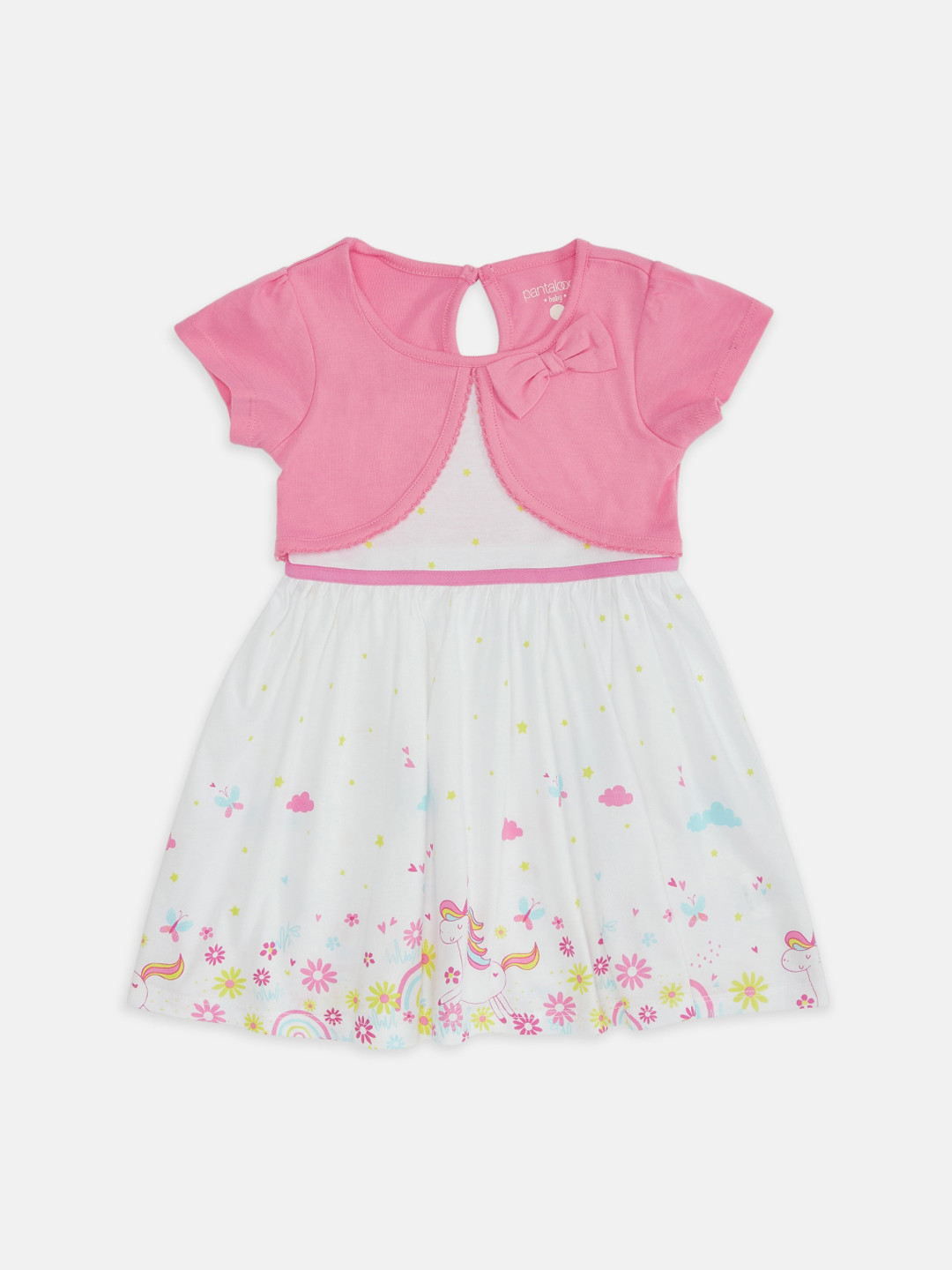 Buy Pantaloons Baby Infant Girls Pink & White Floral Printed Pure Cotton Dress Dresses for