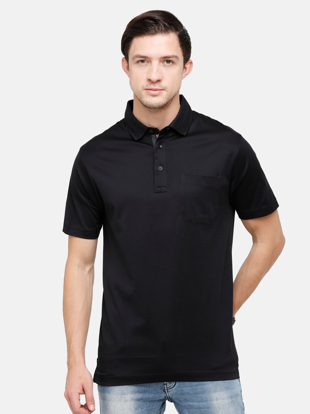 Buy Classic Polo Men Black Polo Collar T Shirt - Tshirts for Men ...