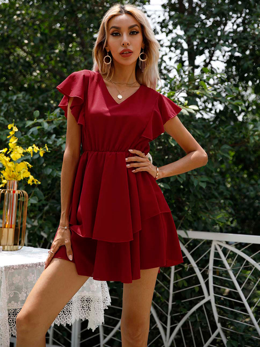 Buy URBANIC Women Red Solid Fit & Flare Mini Dress Dresses for Women
