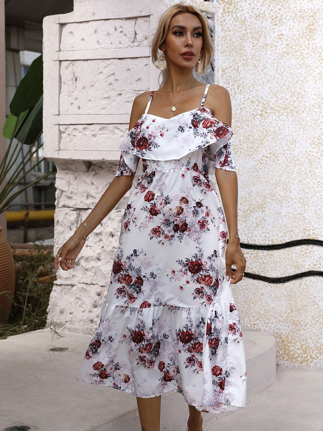 Buy Urbanic White And Red Floral A Line Dress Dresses For Women 15629768 Myntra 3746