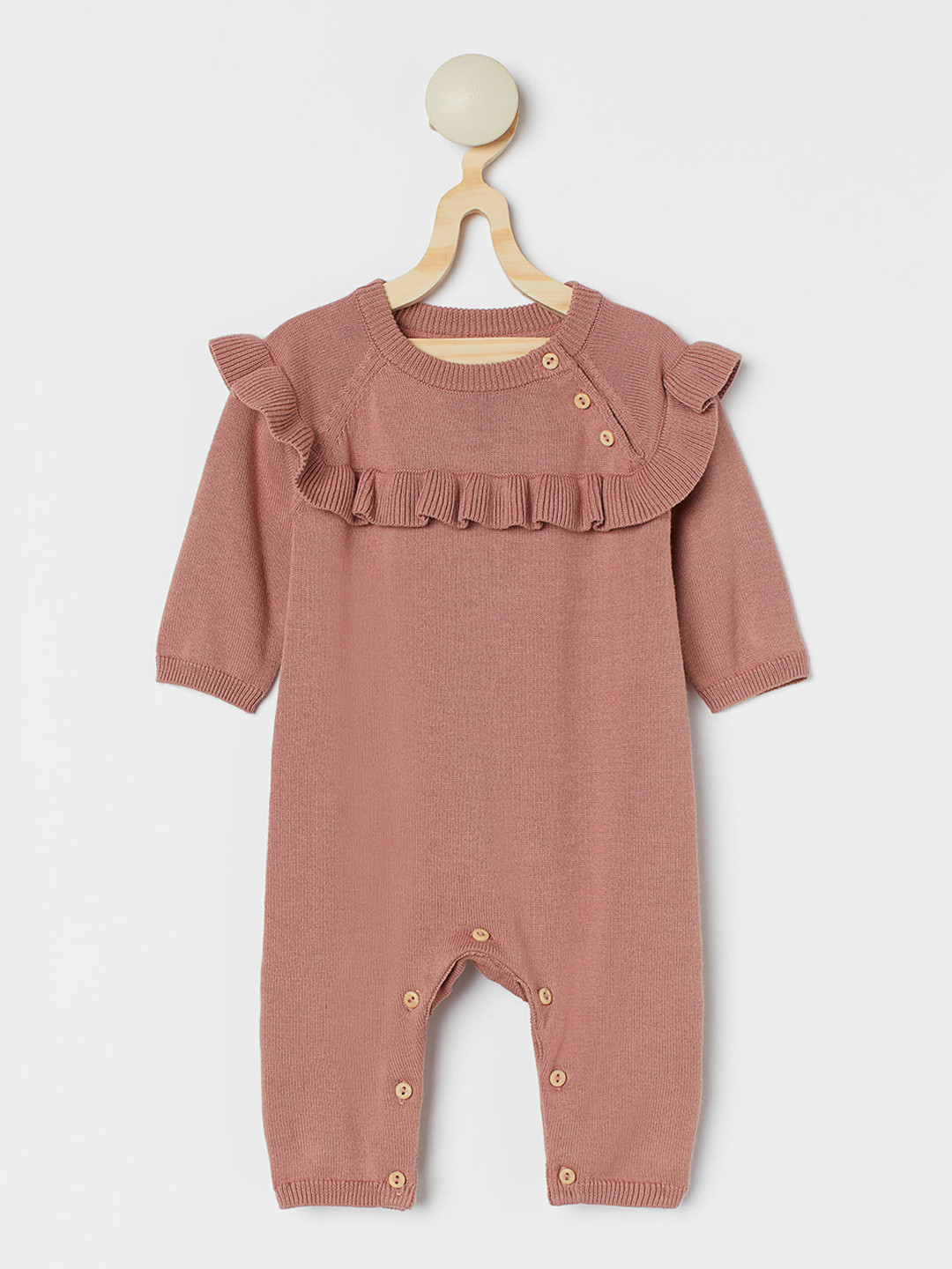 Buy H&M Kids Girls Pink Solid Knitted Pure Cotton Romper Suit Jumpsuit for Girls 15630034 Myntra