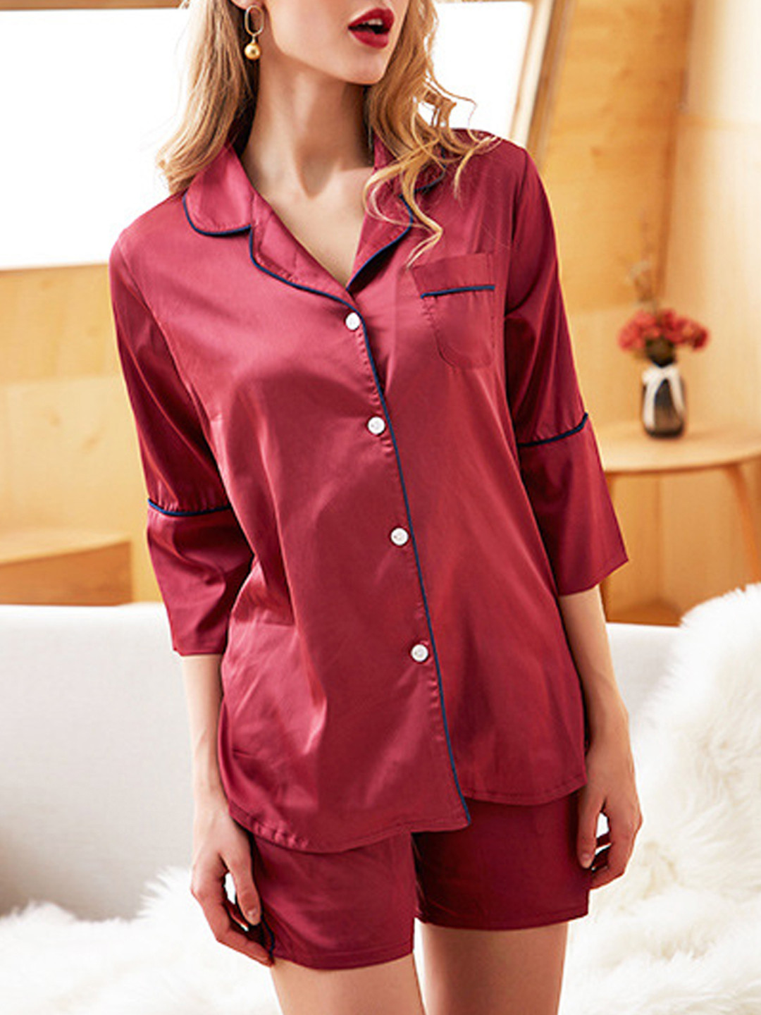 Buy URBANIC Women Burgundy Night Suit - Night Suits for Women 15632524 | Myntra