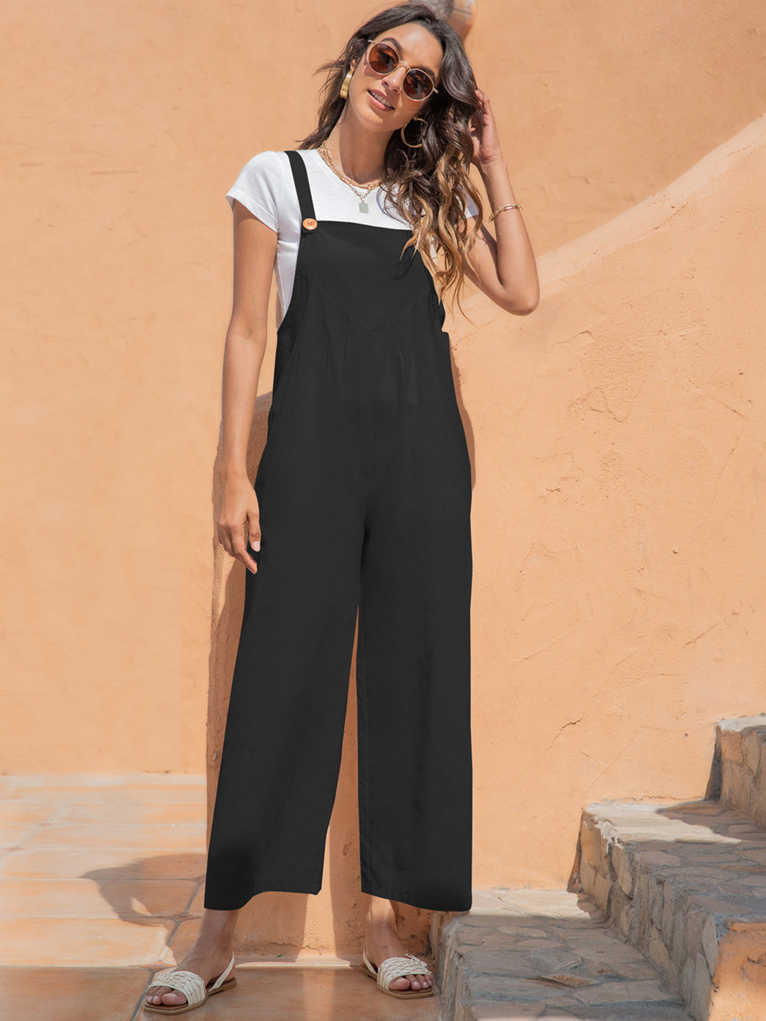 Buy URBANIC Black Pure Cotton Basic Jumpsuit Jumpsuit for Women