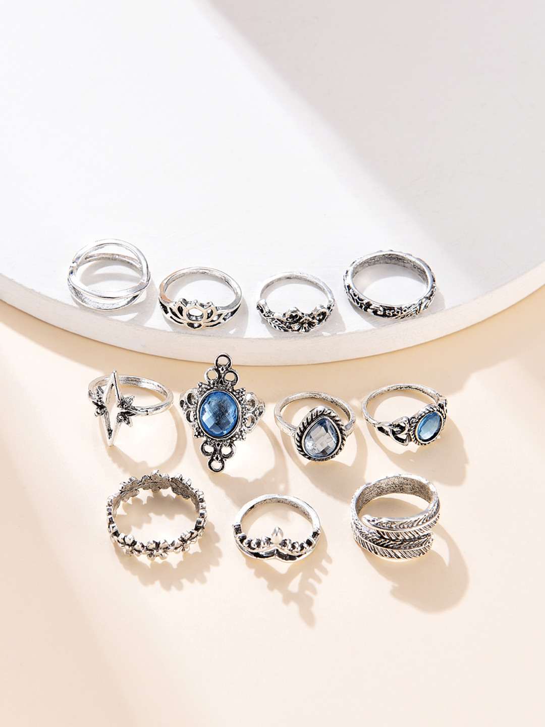 Buy URBANIC Set Of 11 Silver Toned Finger Rings Ring for Women