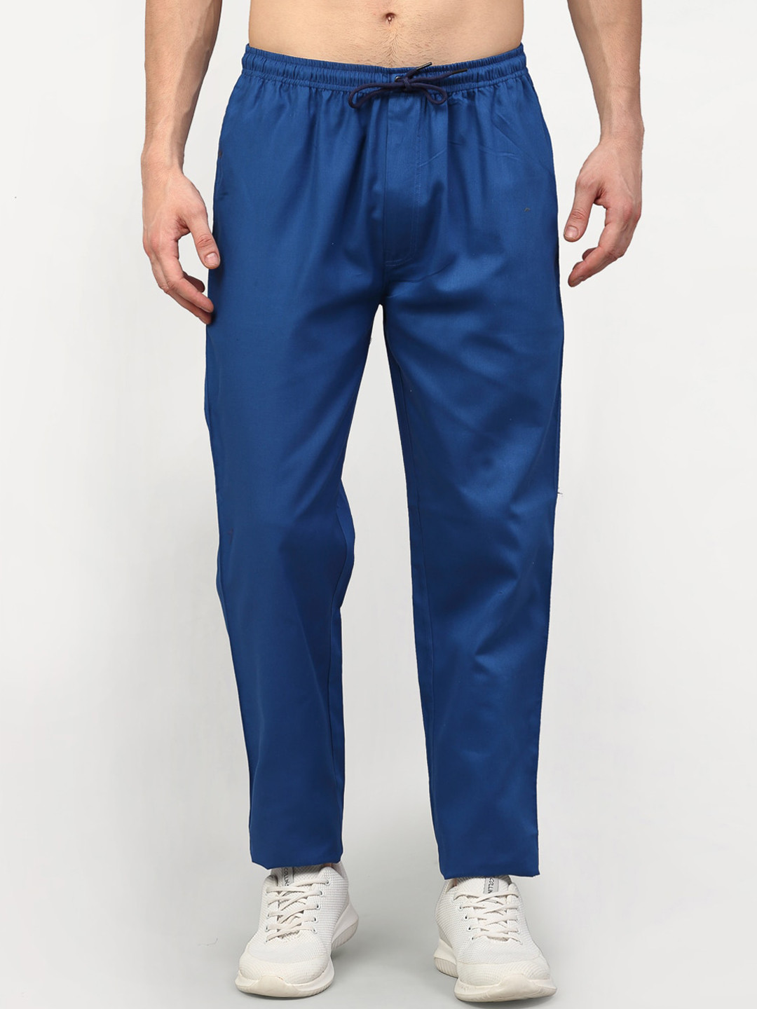 Buy JAINISH Men Blue Solid Pure Cotton Slim Fit Track Pants Track