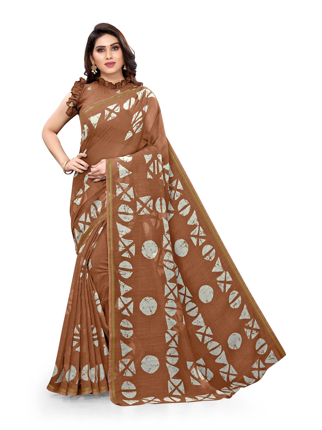 Buy KALINI Brown White Zari Saree Sarees For Women 15648724 Myntra