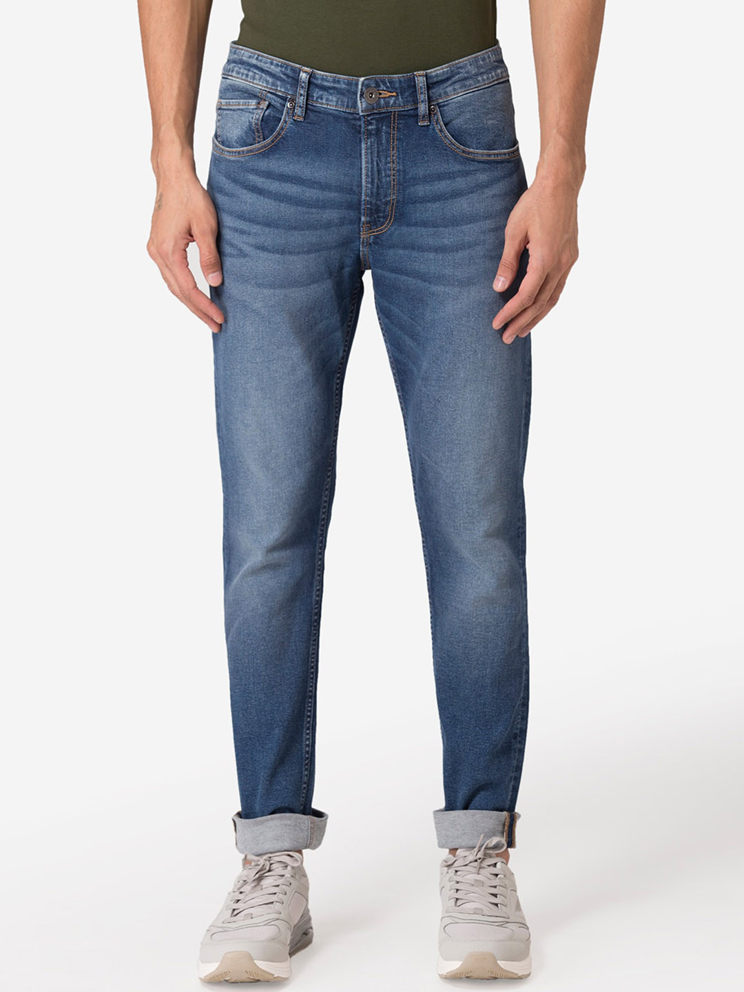 Buy Red Tape Men Blue Skinny Fit Heavy Fade Stretchable Jeans Jeans