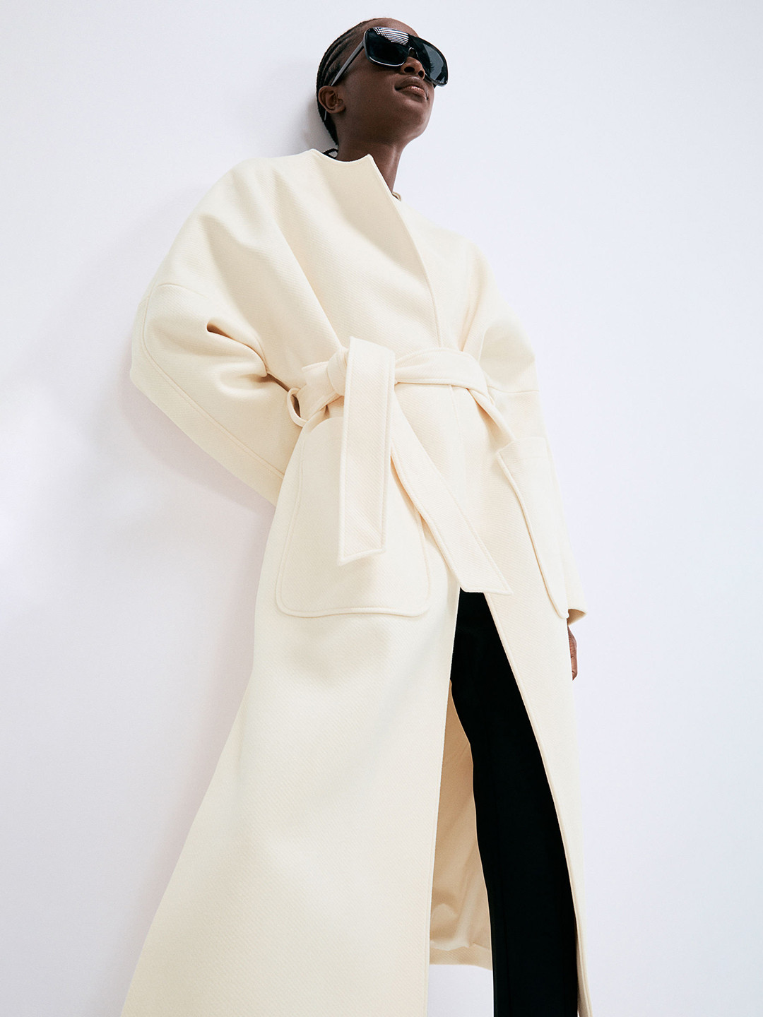 Buy H&M Woman Beige Long Coat Coats for Women 15650890 Myntra
