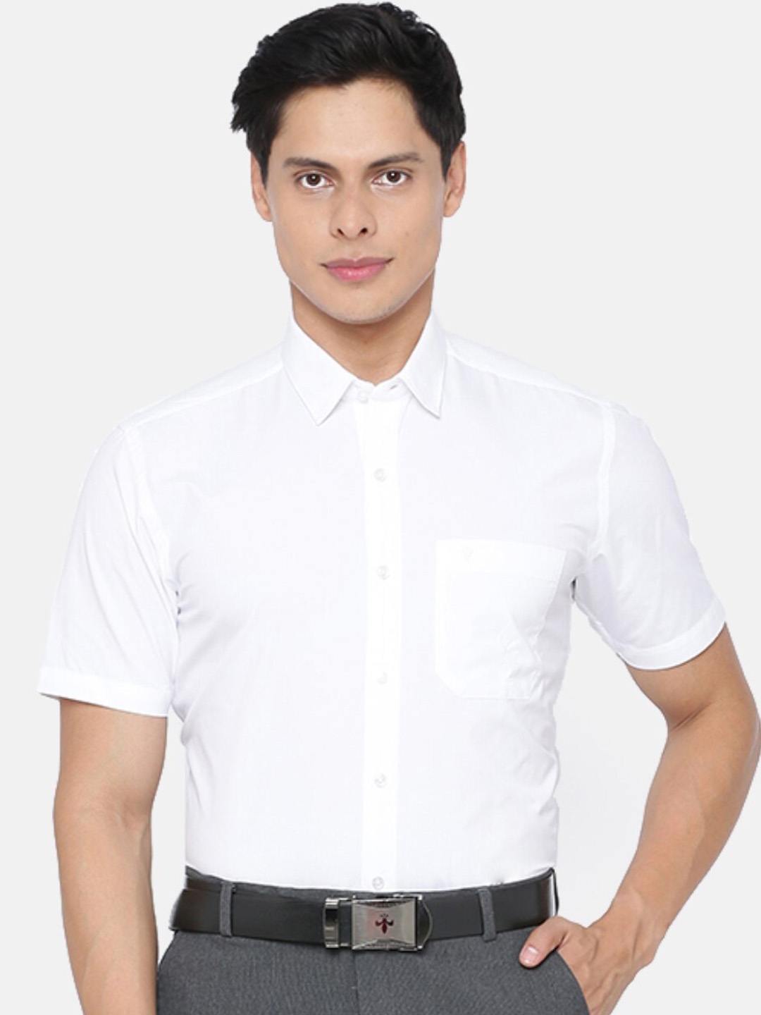 Buy Ramraj Men White Slim Fit Opaque Pure Cotton Formal Shirt - Shirts ...