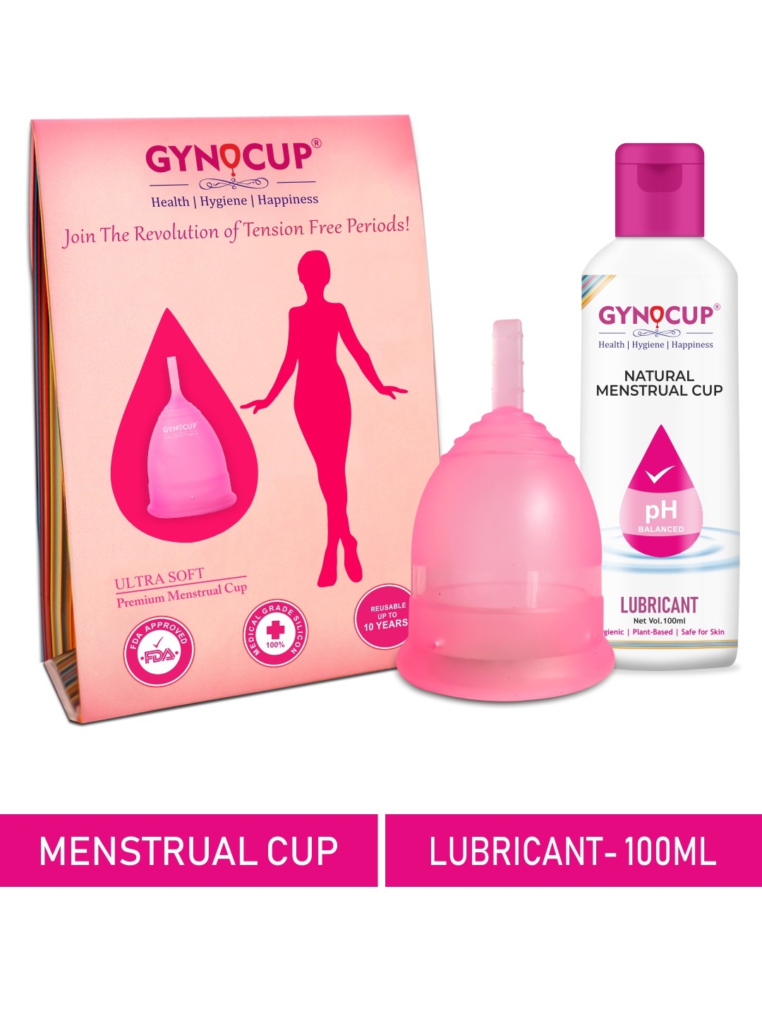 Buy Gynocup Large Size Premium Reusable Menstrual Cup With Menstrual Cup Lubricant 100ml 7029