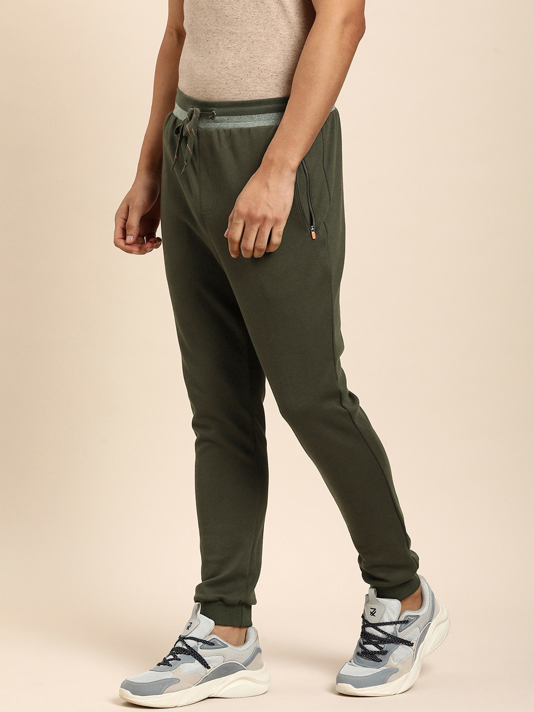 Buy Jockey Men Olive Green Solid Cotton Slim Fit Joggers Track Pants