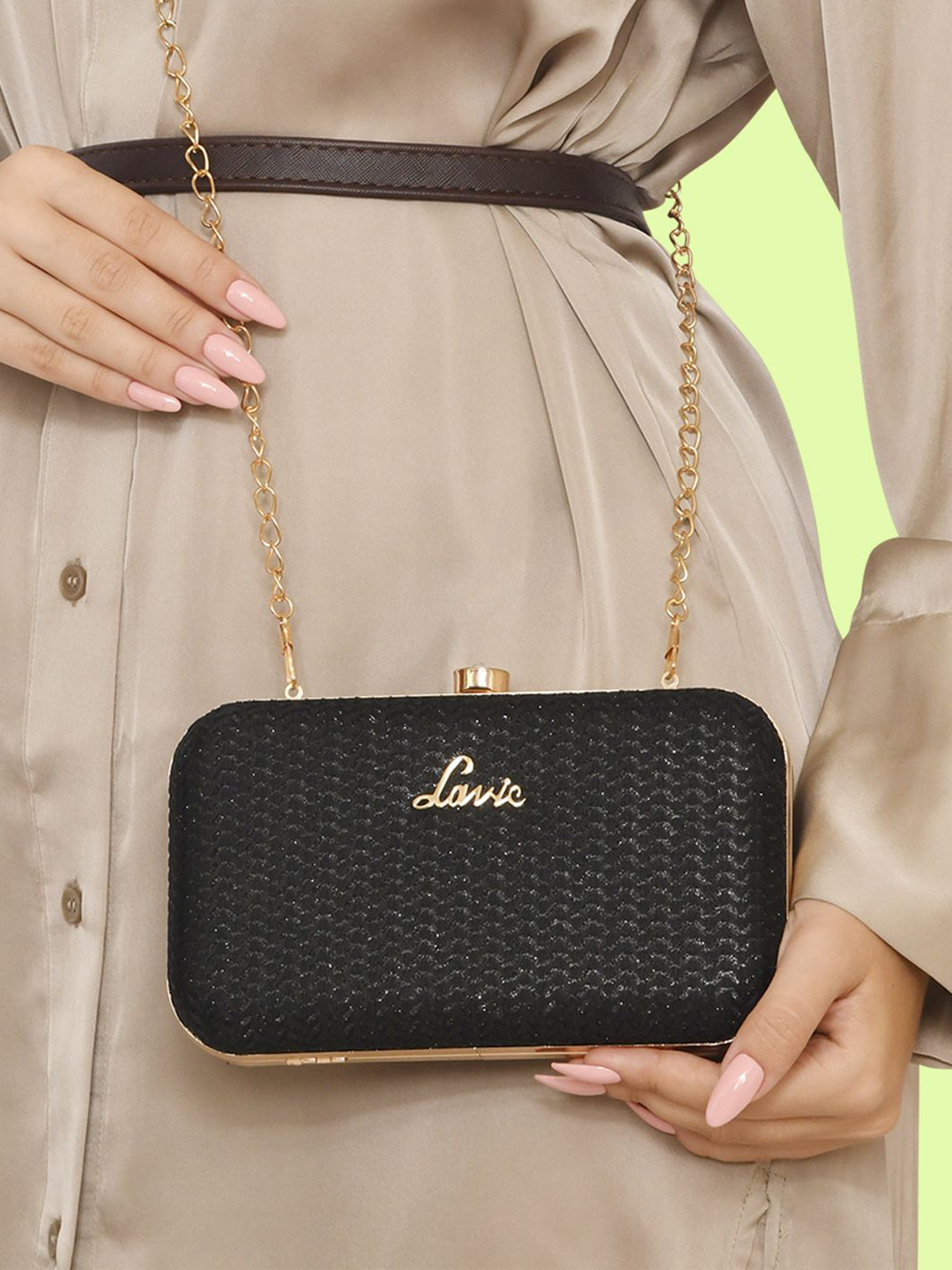 Buy Lavie Sparkle Framed Black Box Clutch Clutches for Women 15660684 Myntra