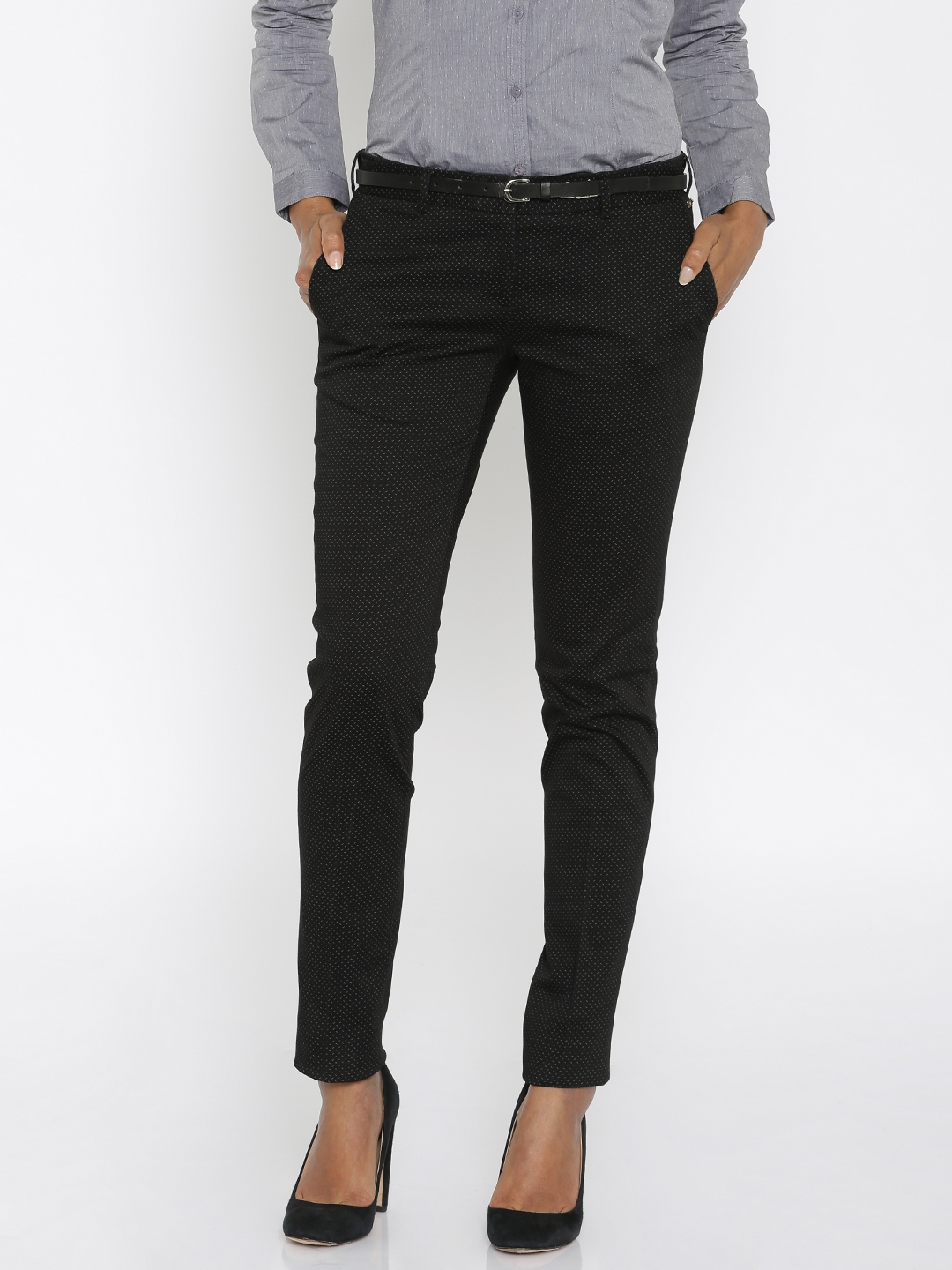 regular fit flat front trousers
