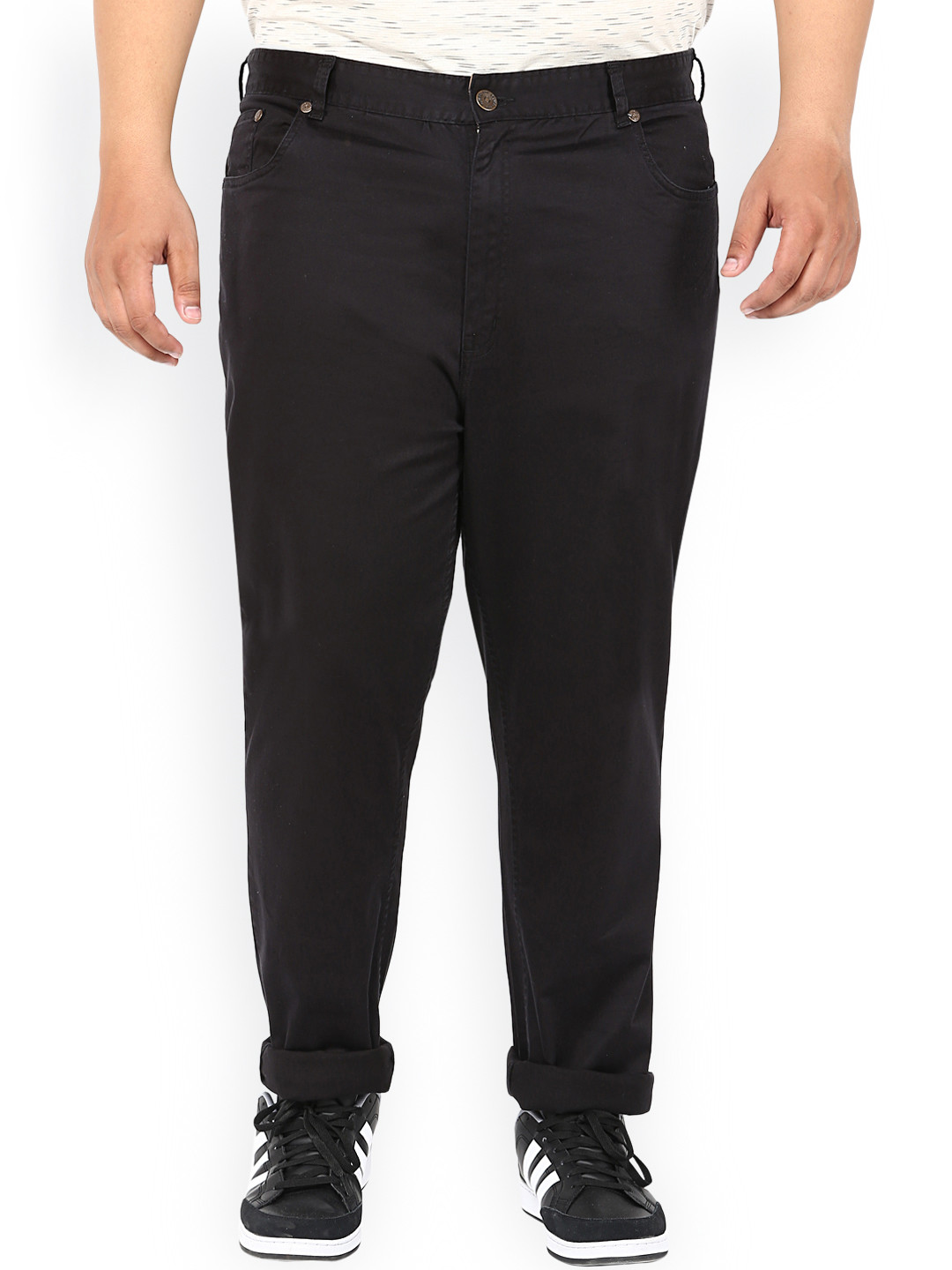 Buy PlusS Men Black Solid Smart Fit Flat Front Trousers Trousers for