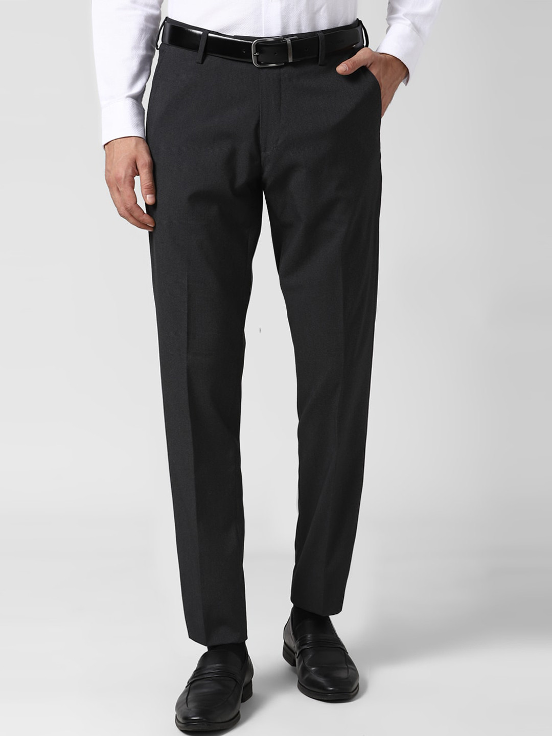 Buy Peter England Men Black Checked Slim Fit Formal Trousers Trousers