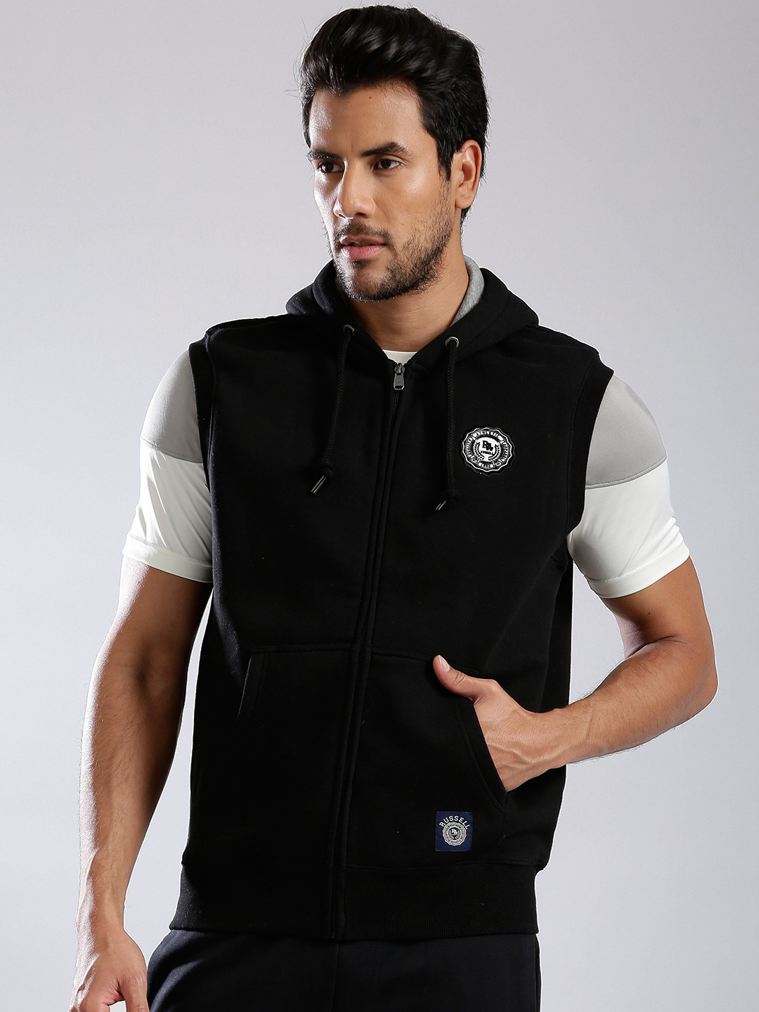 Buy Russell Athletic Black Sleeveless Hooded Sweatshirt Sweatshirts