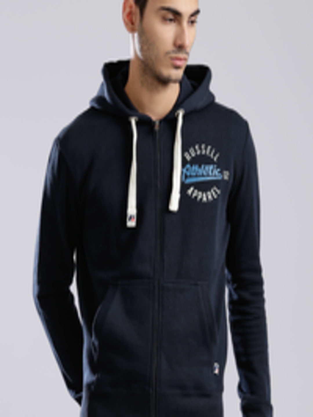 Buy Russell Athletic Navy Printed Hooded Sweatshirt - Sweatshirts for ...