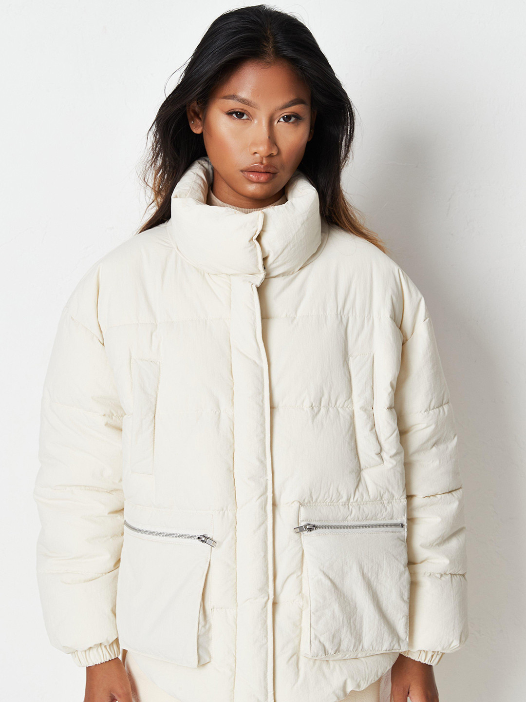 Buy Missguided Women Off White Solid Padded Jacket Jackets for Women
