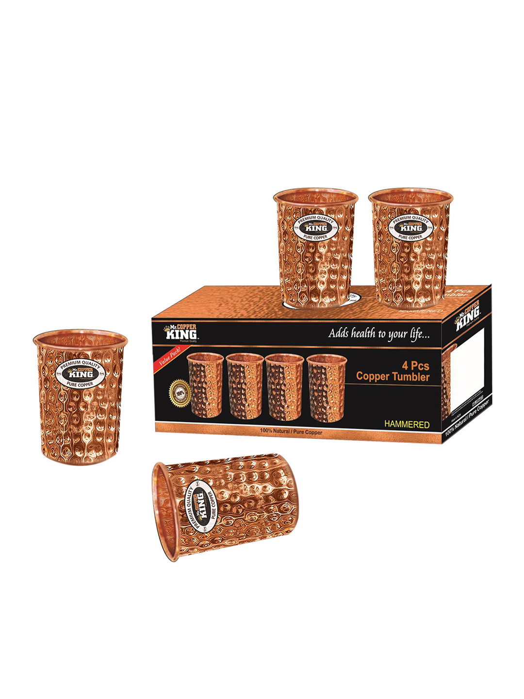 Buy MR. COPPER KING Set Of 4 Copper Toned Hammered Tumbler Bar And