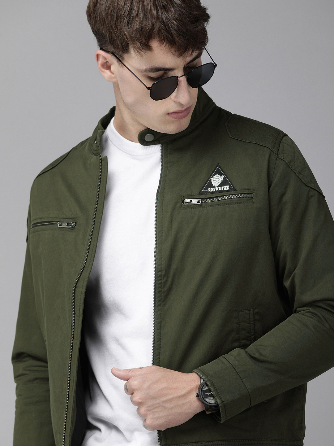 Buy SPYKAR Men Olive Green Solid Insulator Casual Jacket Jackets for