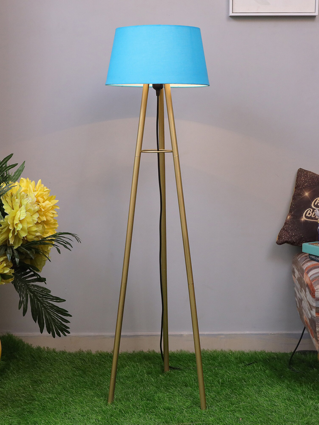 Buy Homesake Turquoise Mid Century Metal Tripod Floor Lamp Floor