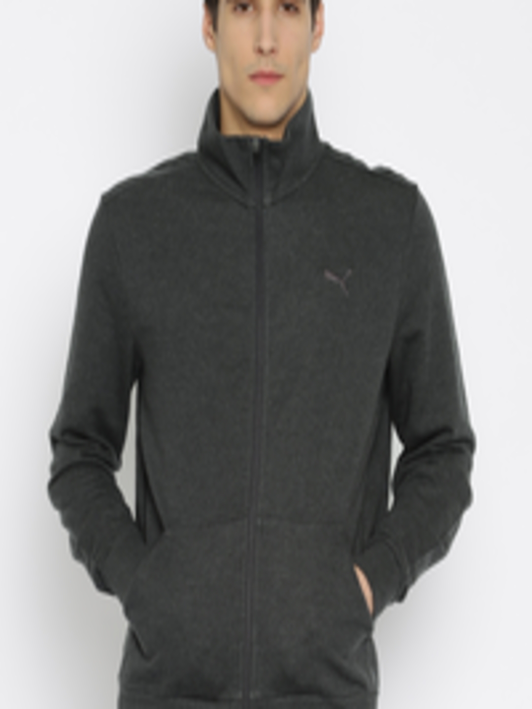 Buy Puma Grey Melange ESS Sweat Track Jacket - Jackets for Men 1568369 ...