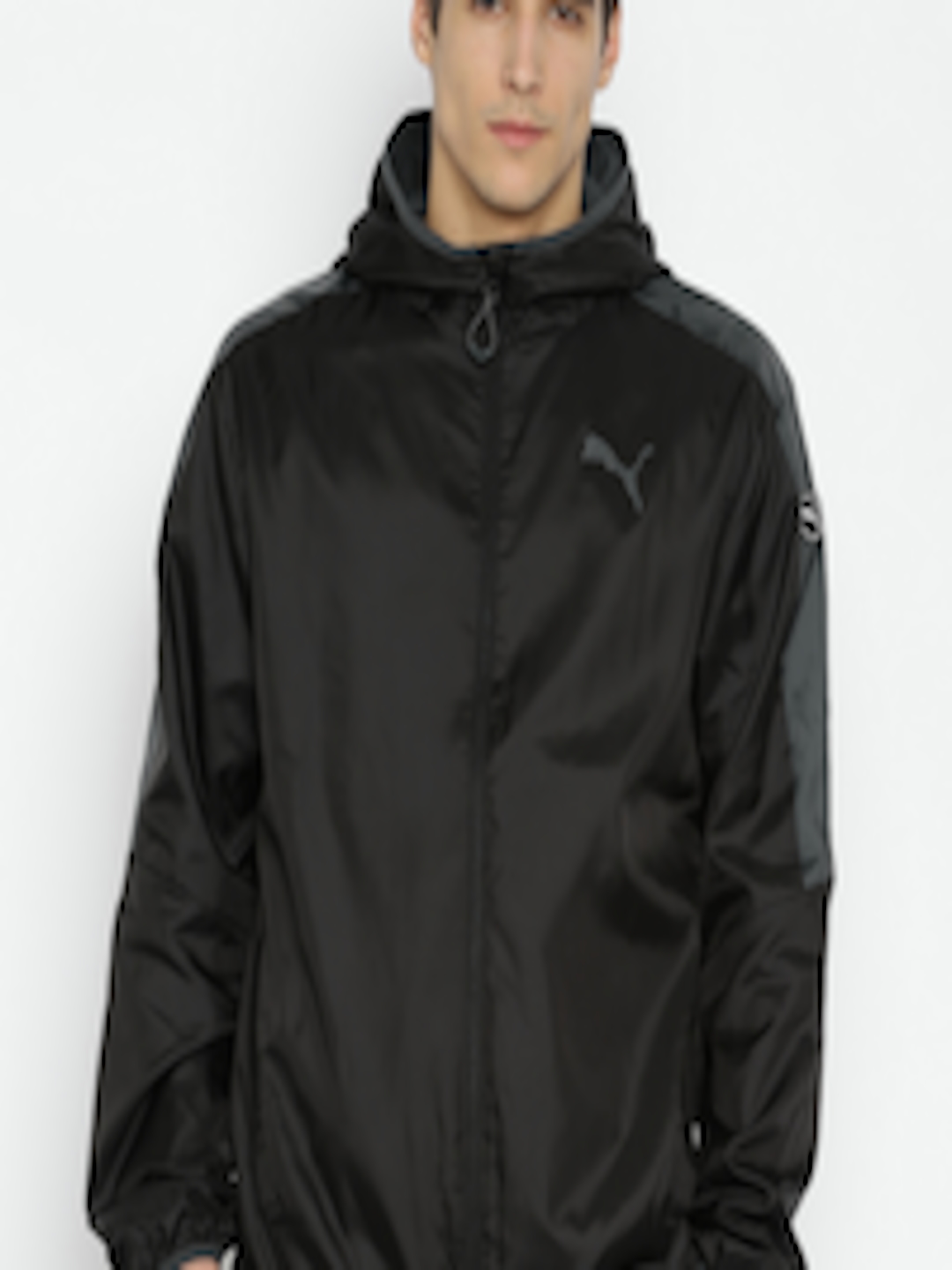 Buy PUMA Black ESS Techstripe Windbreaker Hooded Jacket - Jackets for ...