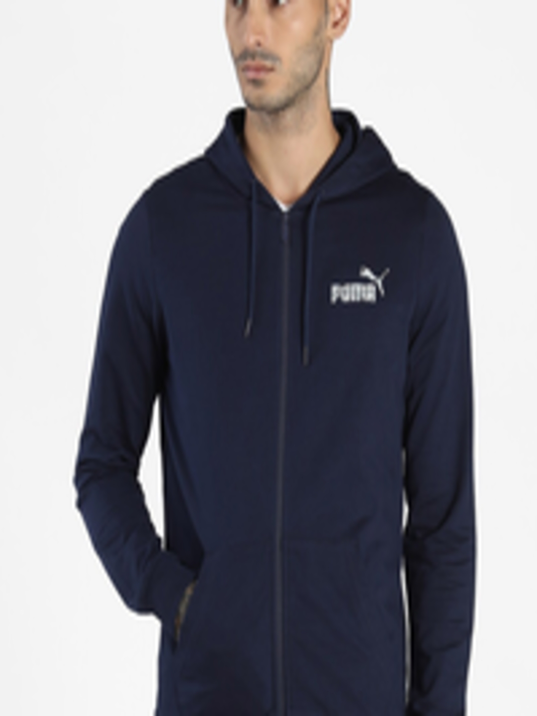 Buy Puma Men Blue Graphic Hoody Jacket - Jackets for Men 15684110 | Myntra