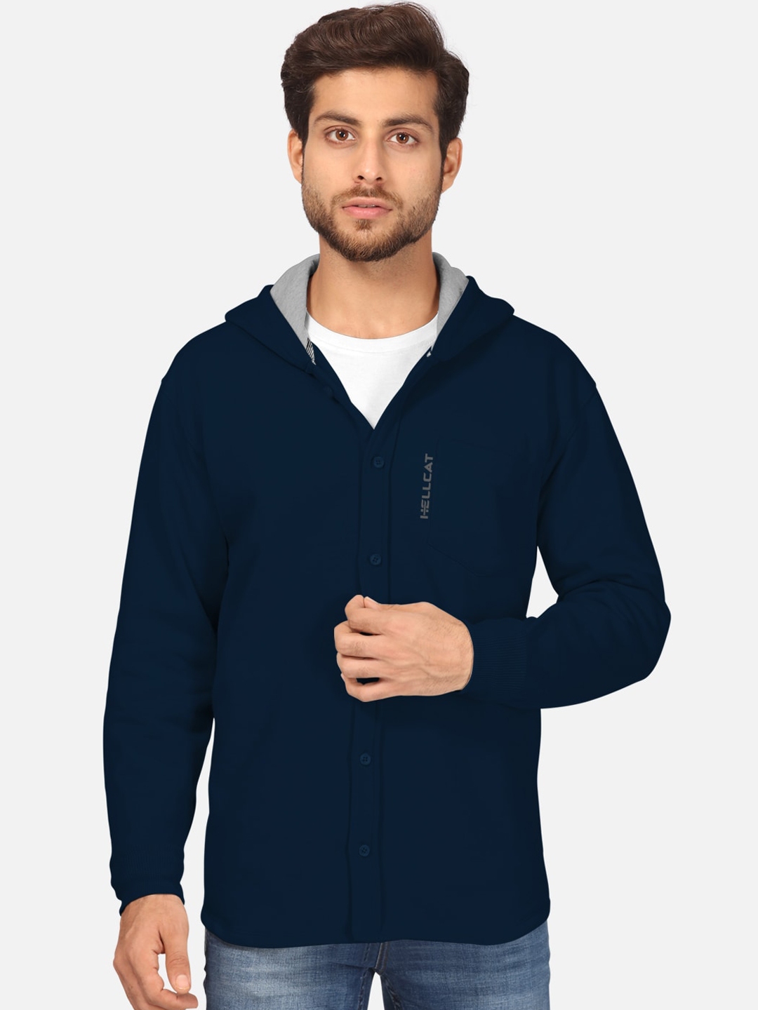 Buy BULLMER Men Navy Blue Hooded Sweatshirt - Sweatshirts for Men ...
