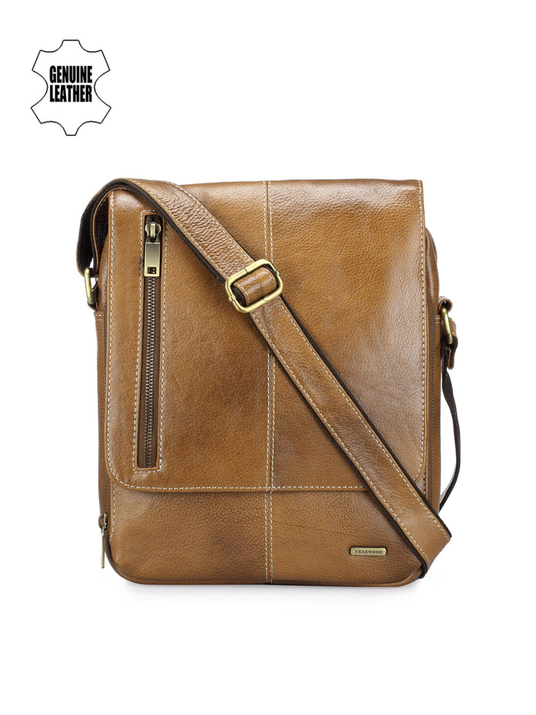 Buy Teakwood Leathers Men Tan Brown Genuine Leather Messenger Bag