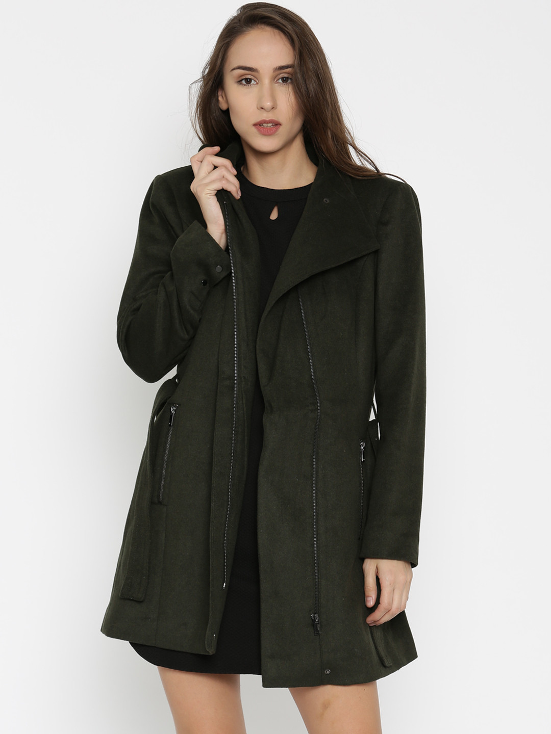 Buy Vero Moda Olive Green Trench Coat Coats for Women 1568987 Myntra