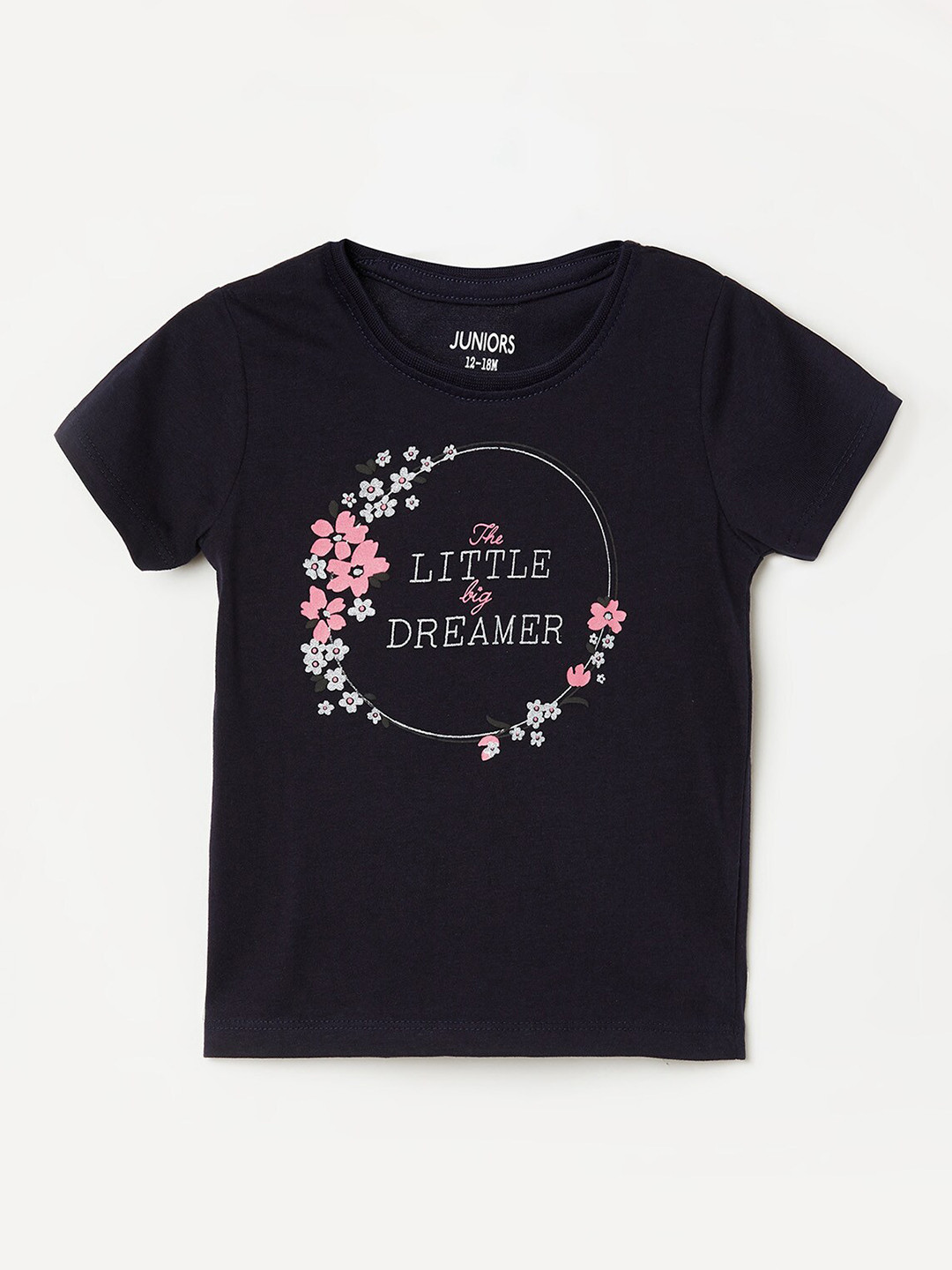 Buy Juniors By Lifestyle Navy Blue Floral Printed Regular Top Tops