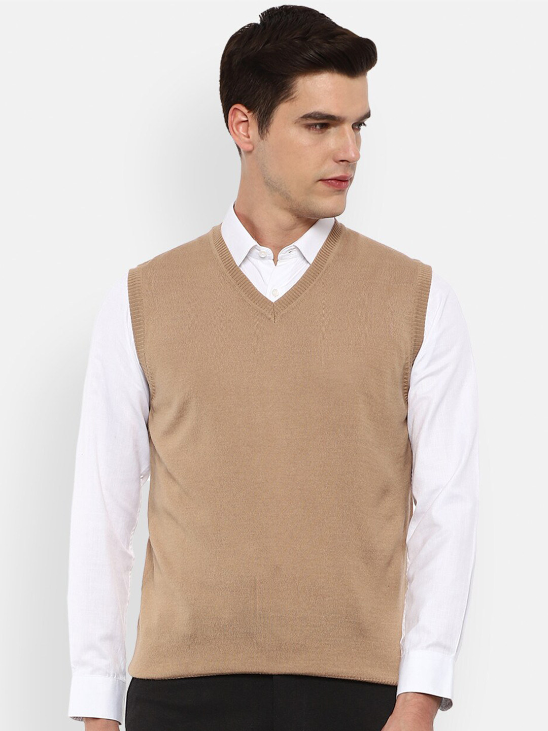 Buy Van Heusen Men Beige Sweater Vest Sweaters for Men 15695020 Myntra