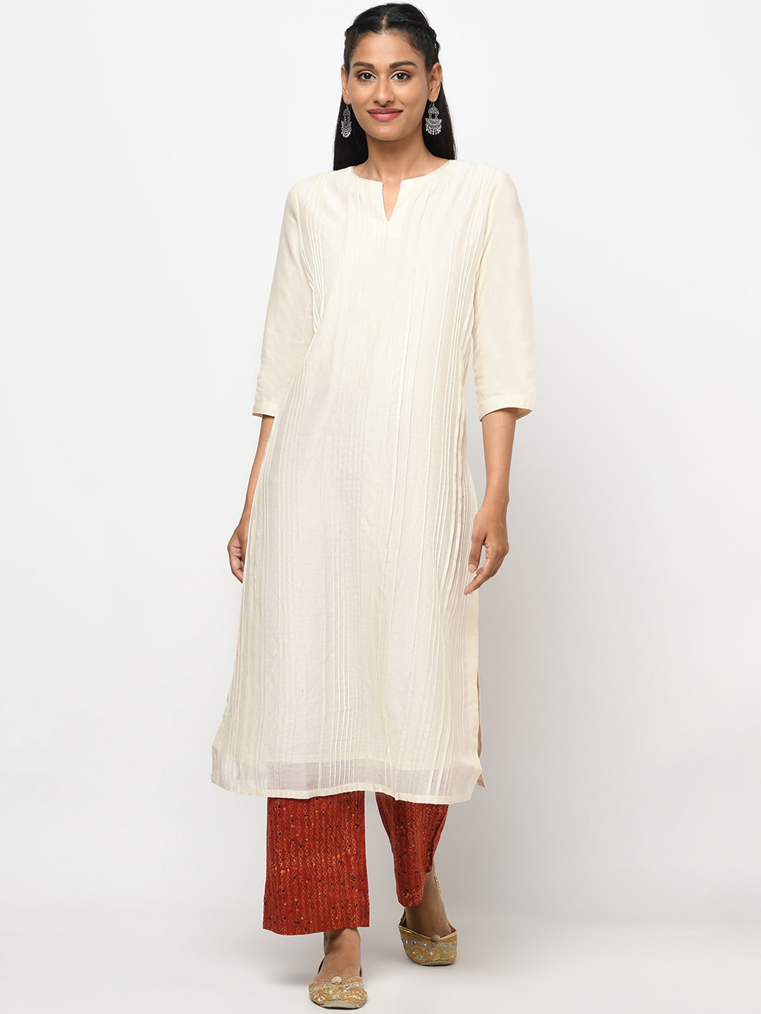 Buy Fabindia Women Cream Coloured Kurta Kurtas for Women 15697212