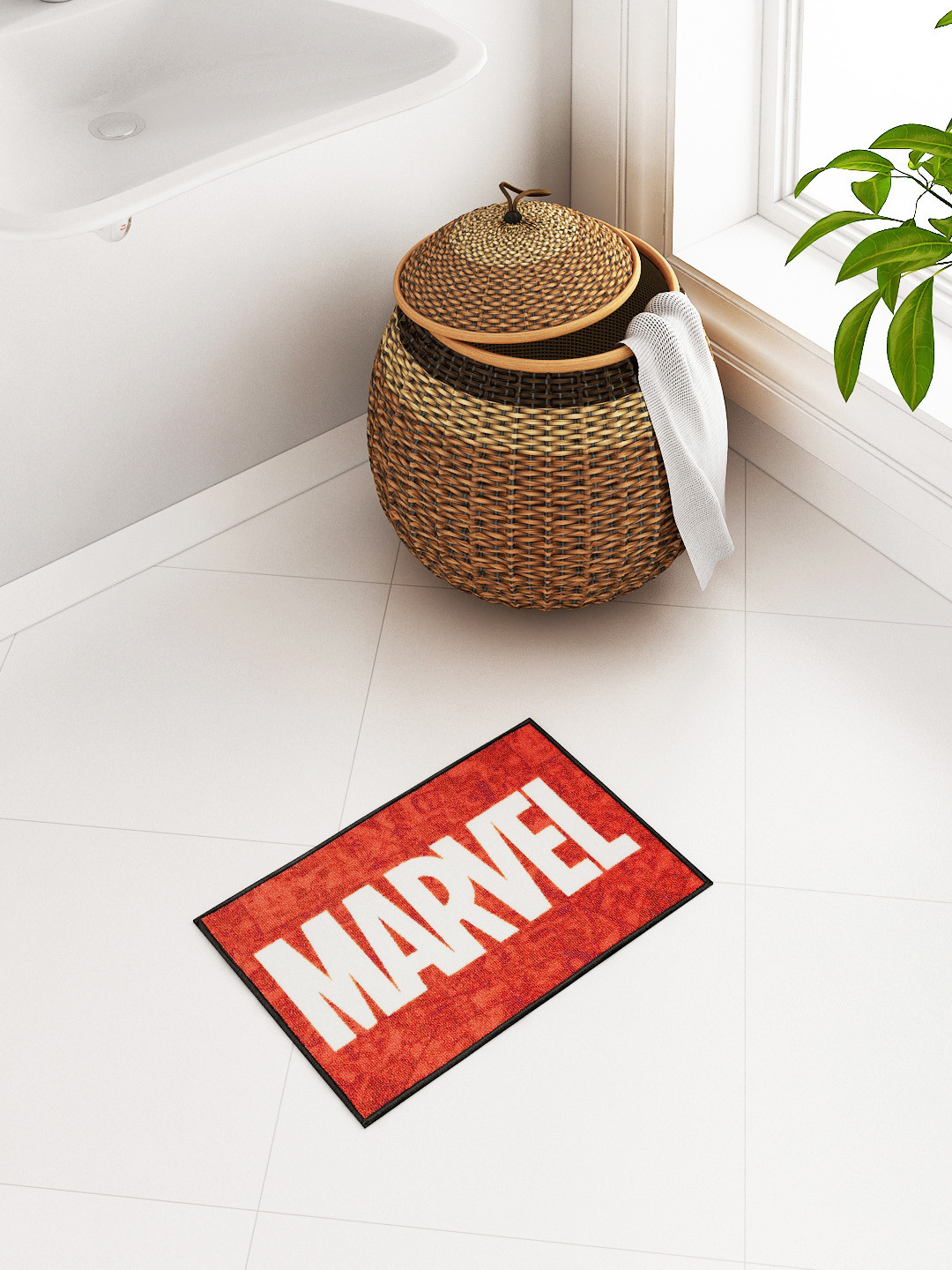 Buy SPACES Kids Orange Marvel Print Rectangular Bath Rug Bath Rugs