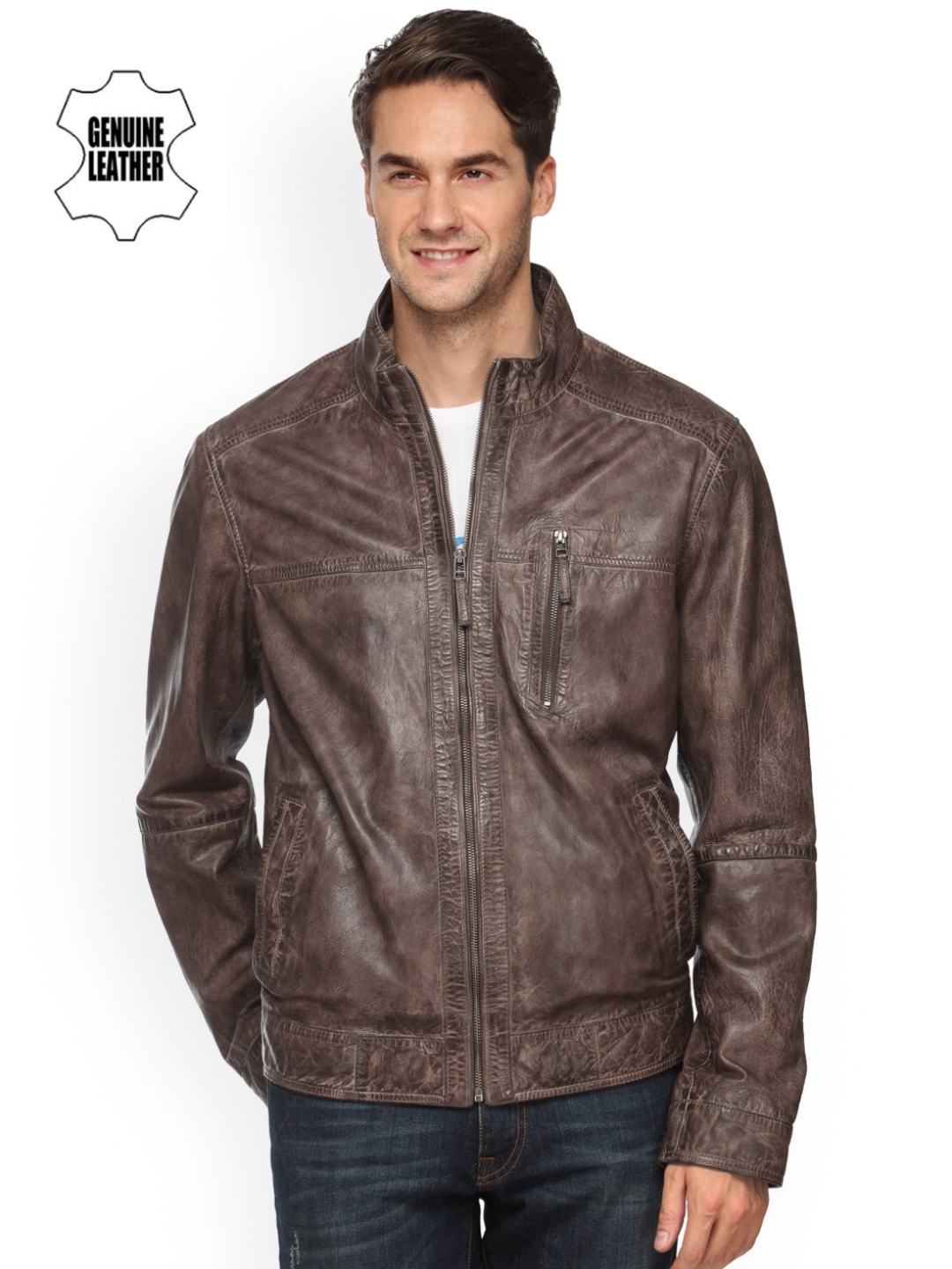 Buy Teakwood Leathers Brown Leather Jacket - Jackets for Men 1569999 ...