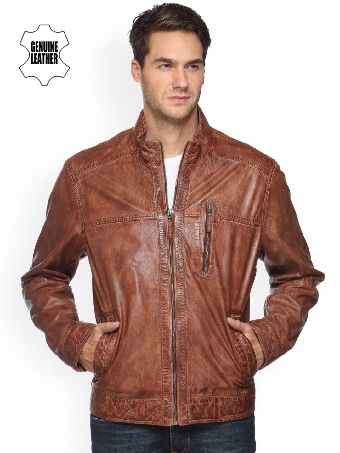 Buy Teakwood Leathers Tan Brown Leather Jacket - Jackets for Men ...