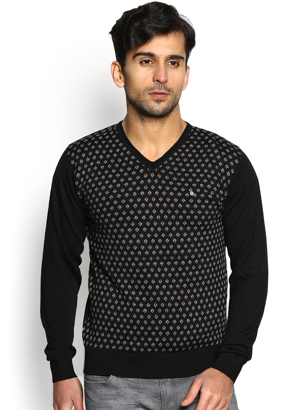 Buy Blackberrys Men Black Patterned Sweater Sweaters for Men 1570011