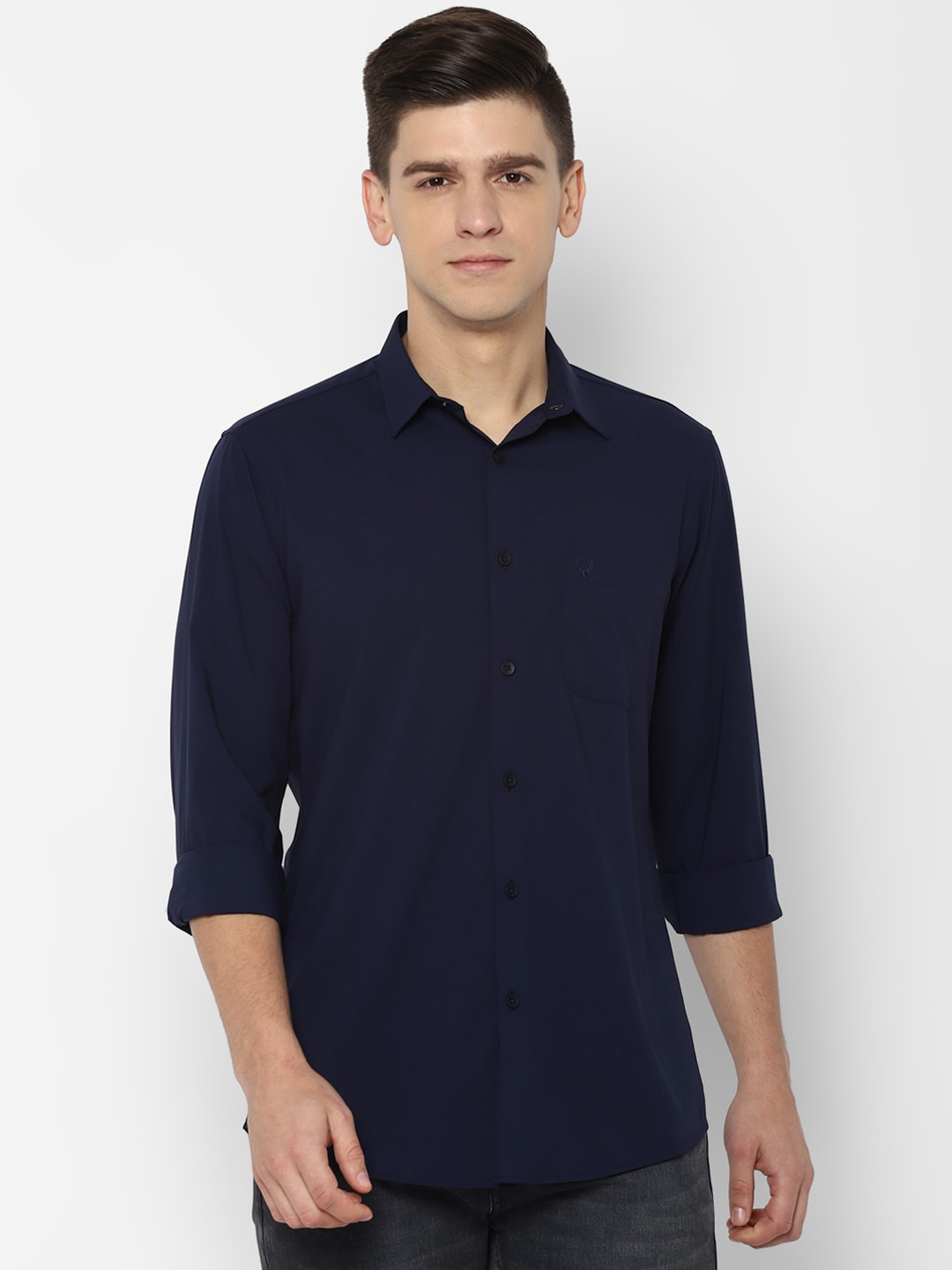 Buy Allen Solly Men Navy Blue Slim Fit Opaque Casual Shirt - Shirts for ...