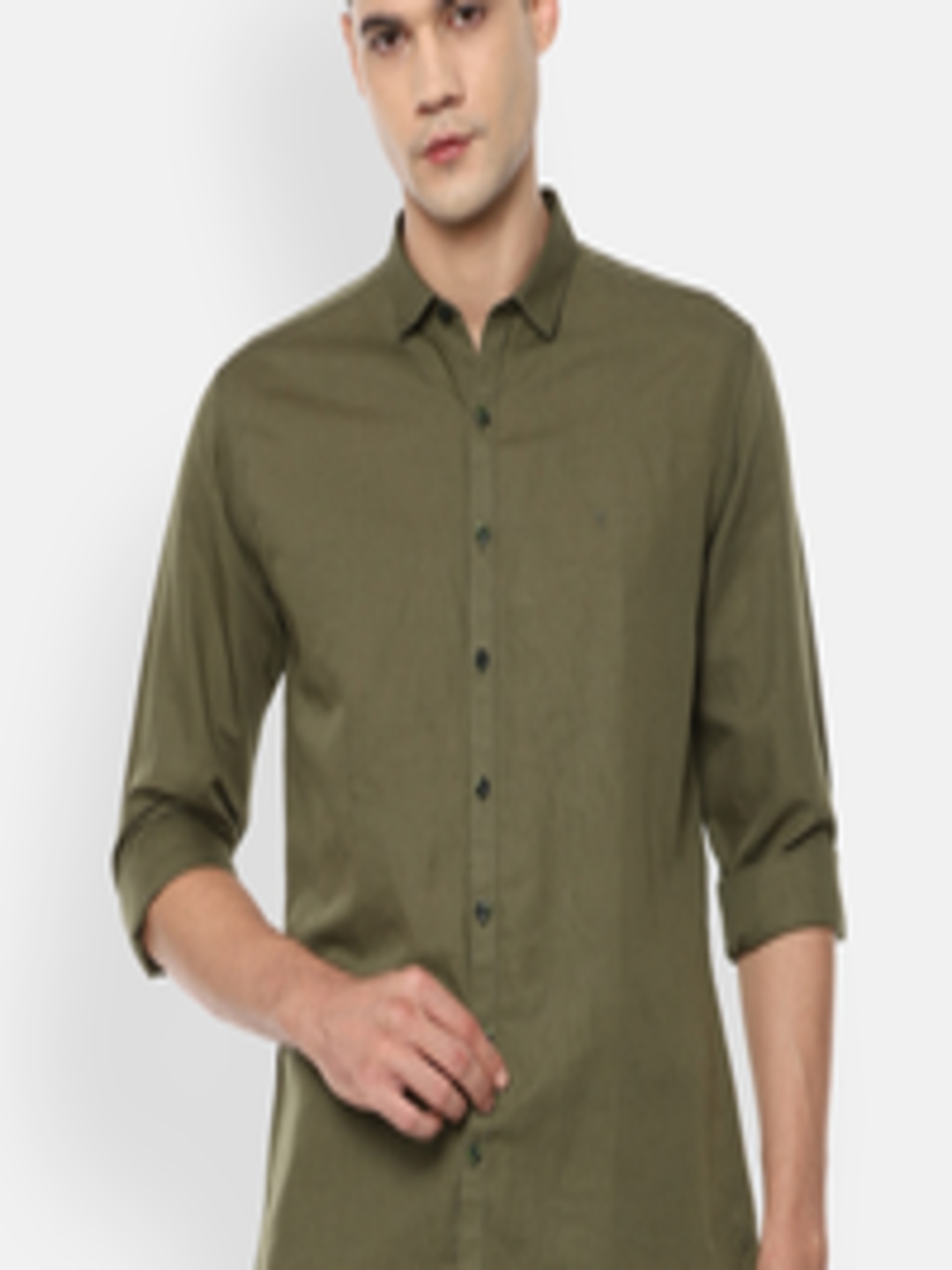 Buy V Dot Men Olive Green Slim Fit Opaque Casual Shirt - Shirts for Men ...
