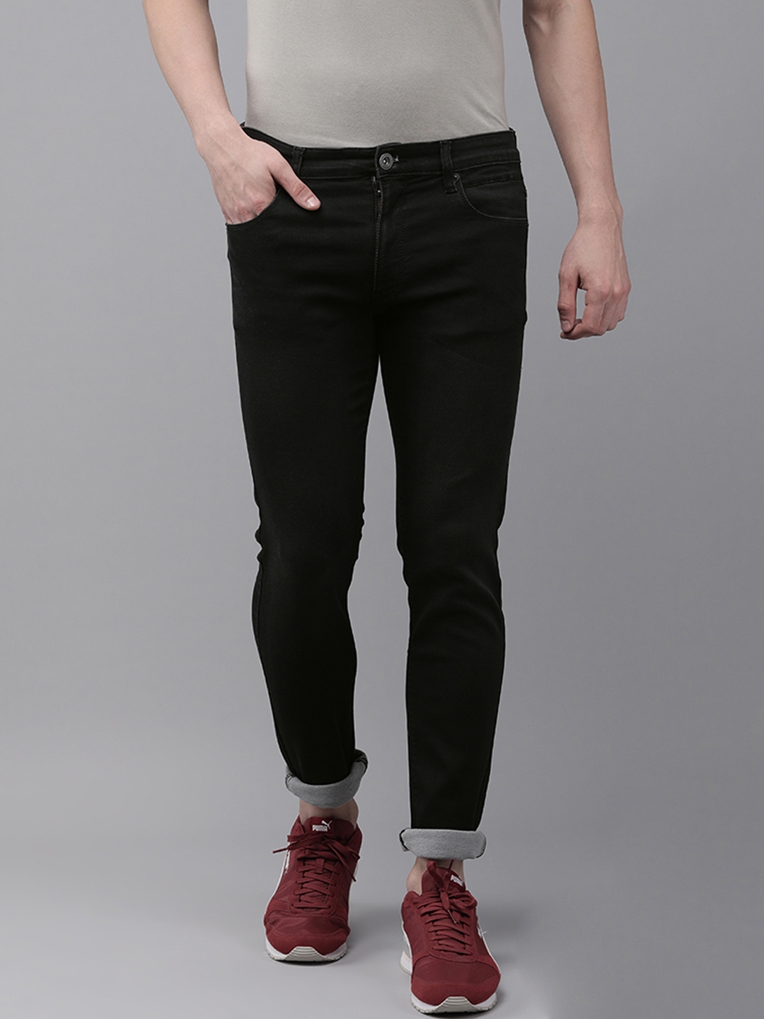 Buy BEAT LONDON By PEPE JEANS Men CHRIS CHINOX Black Stretchable Jeans ...